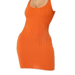 Hera Collection Orange Ribbed Knit Tank Dress